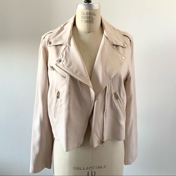 CLUB MONACO Motorcycle Jacket Light Pink Size L - Picture 5 of 8